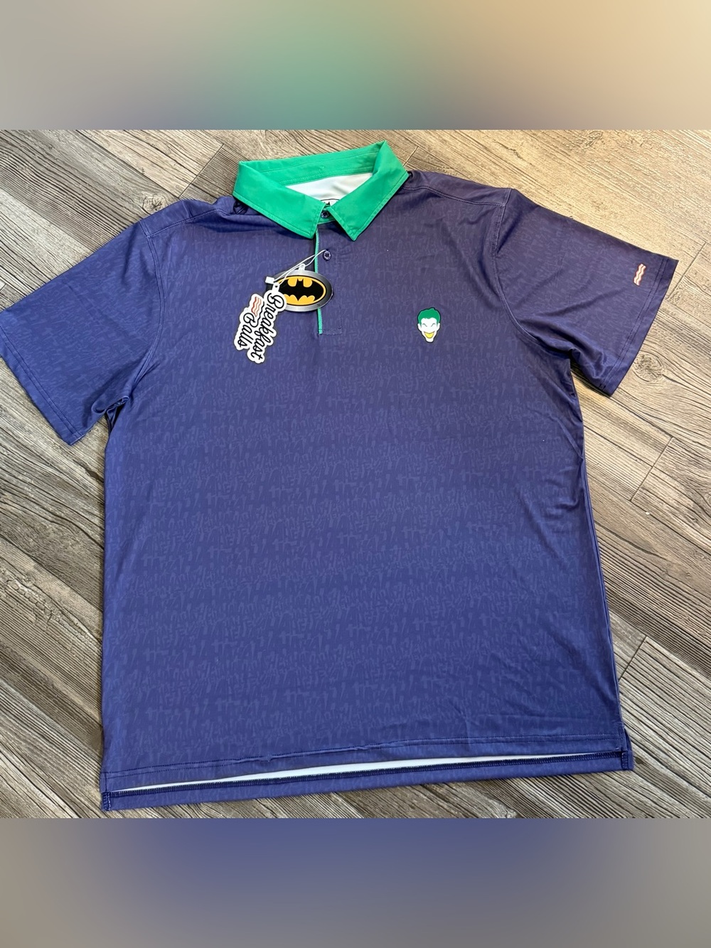 RSVLTS Breakfast Balls Polo Shirt Joker HAHA DC Batman Purple Comic Mens XL NWT
